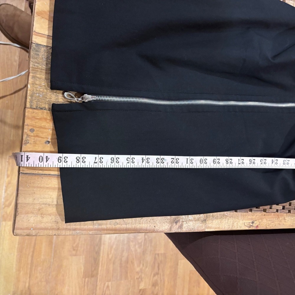 Joseph Ribkoff Vintage Black Ruched Zippered Front Sheath Dress 3/4 Sleeve Sz 14 - Picture 13 of 13